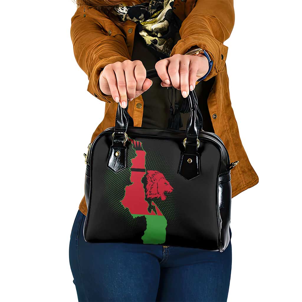 Malawi Map Shaped Lion Shoulder Handbag Unique Country and Wildlife Fusion Design