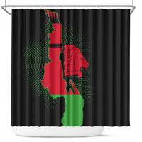 Malawi Map Shaped Lion Shower Curtain Unique Country and Wildlife Fusion Design