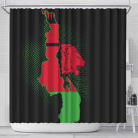 Malawi Map Shaped Lion Shower Curtain Unique Country and Wildlife Fusion Design