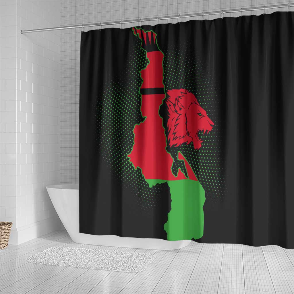 Malawi Map Shaped Lion Shower Curtain Unique Country and Wildlife Fusion Design