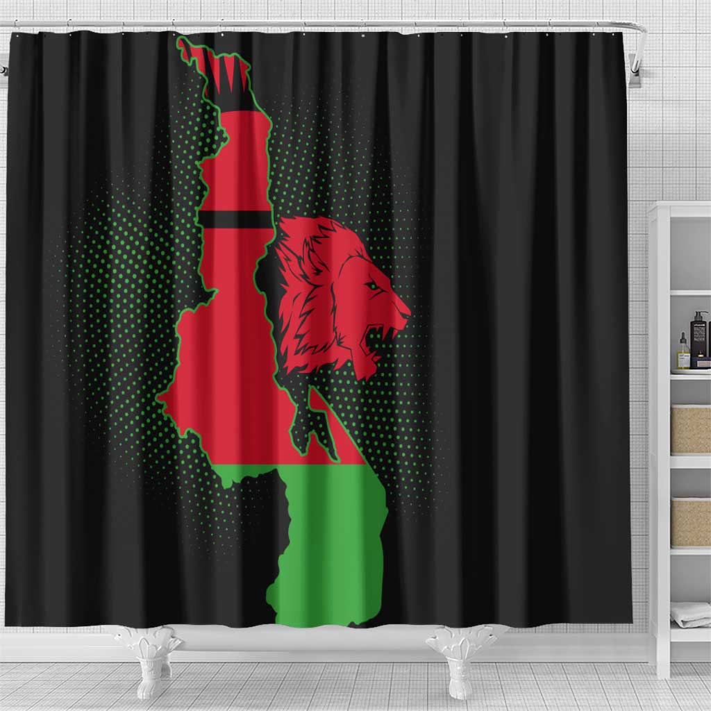 Malawi Map Shaped Lion Shower Curtain Unique Country and Wildlife Fusion Design