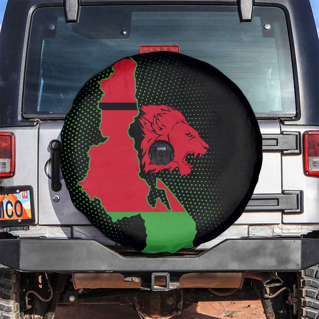Malawi Map Shaped Lion Spare Tire Cover Unique Country and Wildlife Fusion Design