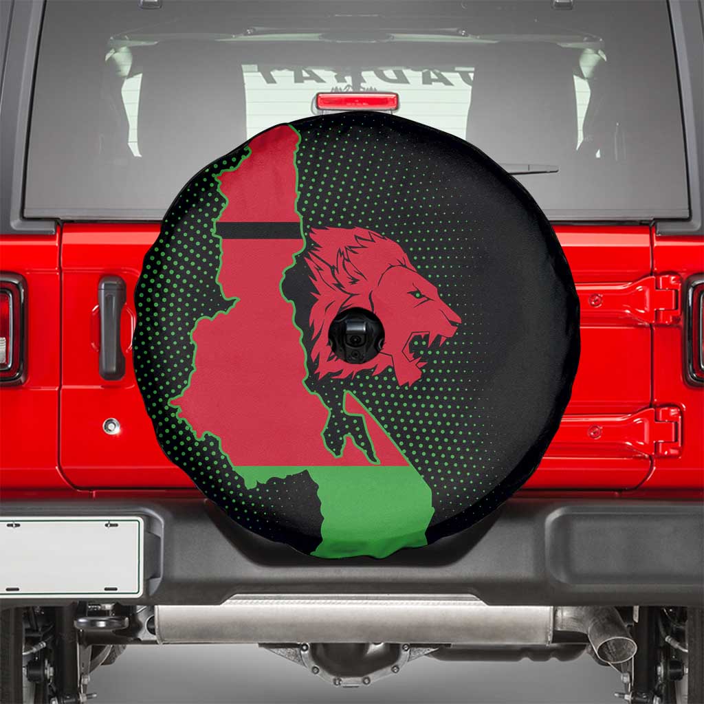 Malawi Map Shaped Lion Spare Tire Cover Unique Country and Wildlife Fusion Design