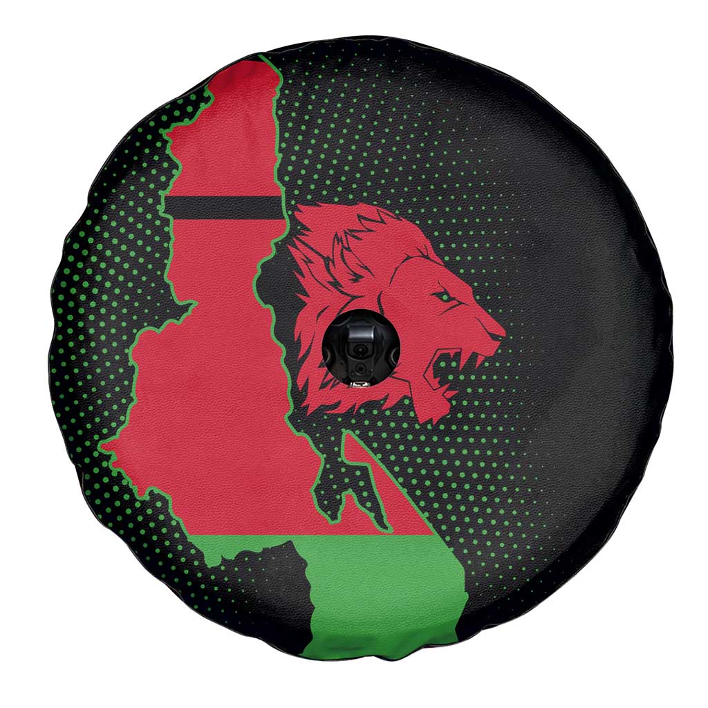 Malawi Map Shaped Lion Spare Tire Cover Unique Country and Wildlife Fusion Design