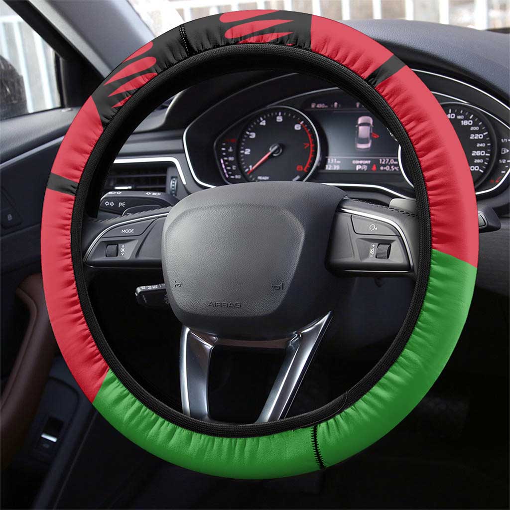 Malawi Map Shaped Lion Steering Wheel Cover Unique Country and Wildlife Fusion Design
