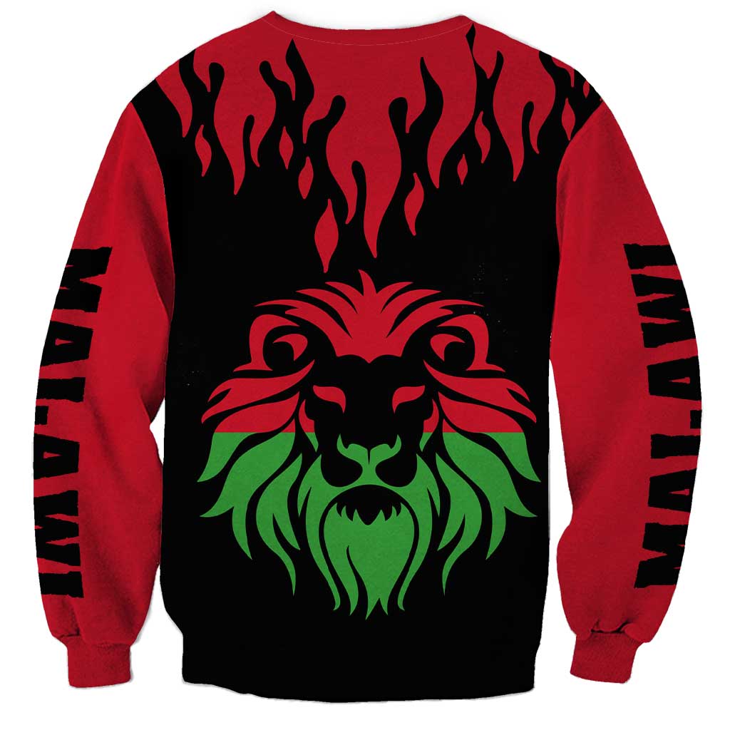 Malawi Map Shaped Lion Sweatshirt Unique Country and Wildlife Fusion Design