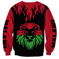 Malawi Map Shaped Lion Sweatshirt Unique Country and Wildlife Fusion Design