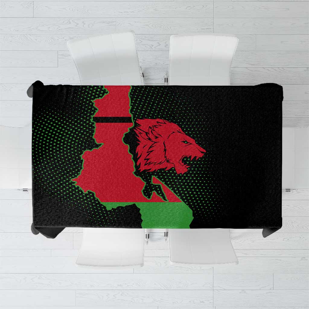 Malawi Map Shaped Lion Tablecloth Unique Country and Wildlife Fusion Design