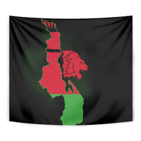 Malawi Map Shaped Lion Tapestry Unique Country and Wildlife Fusion Design