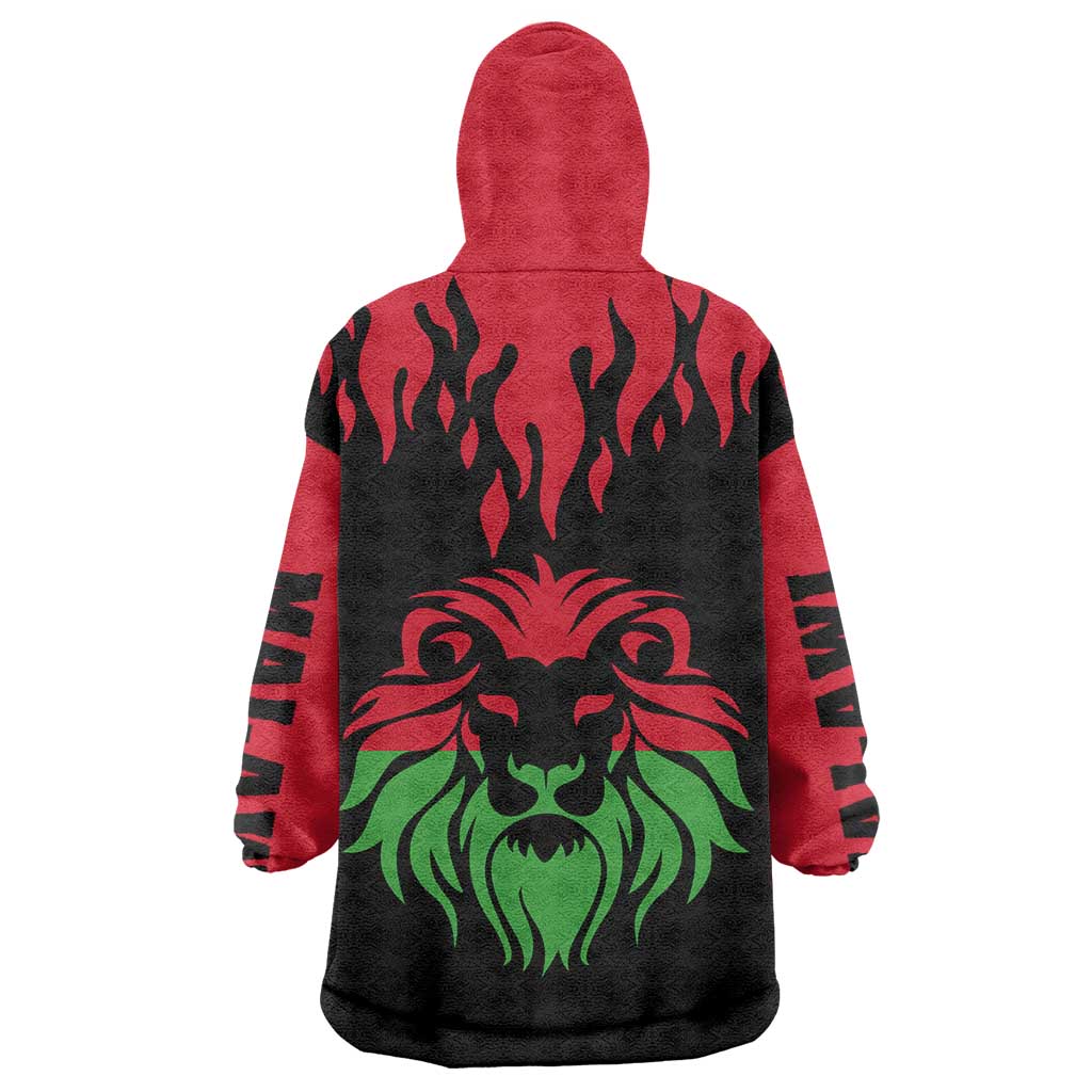 Malawi Map Shaped Lion Wearable Blanket Hoodie Unique Country and Wildlife Fusion Design
