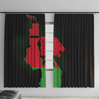 Malawi Map Shaped Lion Window Curtain Unique Country and Wildlife Fusion Design