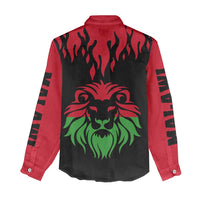 Malawi Map Shaped Lion Women Casual Shirt Unique Country and Wildlife Fusion Design