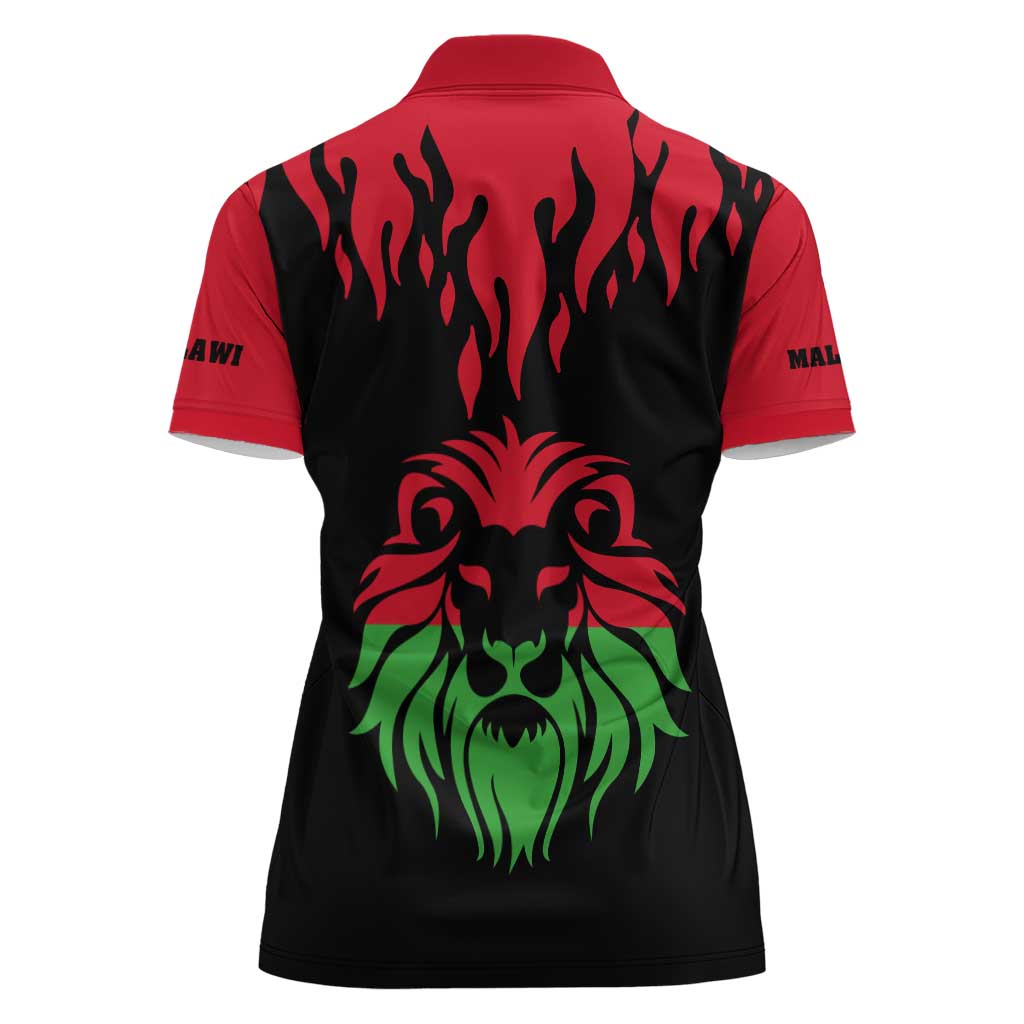 Malawi Map Shaped Lion Women Polo Shirt Unique Country and Wildlife Fusion Design