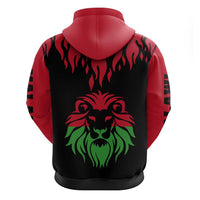 Malawi Map Shaped Lion Zip Hoodie Unique Country and Wildlife Fusion Design