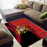 Malawi Patterns Area Rug Blended with Flag Colors & National Emblem - Cultural Fusion Design