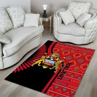 Malawi Patterns Area Rug Blended with Flag Colors & National Emblem - Cultural Fusion Design