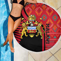 Malawi Patterns Beach Blanket Blended with Flag Colors & National Emblem - Cultural Fusion Design
