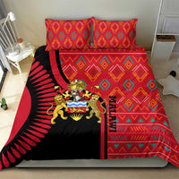 Malawi Patterns Bedding Set Blended with Flag Colors & National Emblem - Cultural Fusion Design