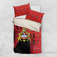 Malawi Patterns Bedding Set Blended with Flag Colors & National Emblem - Cultural Fusion Design