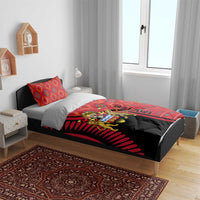 Malawi Patterns Bedding Set Blended with Flag Colors & National Emblem - Cultural Fusion Design
