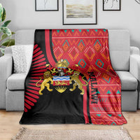 Malawi Patterns Blanket Blended with Flag Colors & National Emblem - Cultural Fusion Design