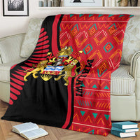 Malawi Patterns Blanket Blended with Flag Colors & National Emblem - Cultural Fusion Design