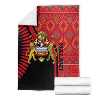 Malawi Patterns Blanket Blended with Flag Colors & National Emblem - Cultural Fusion Design