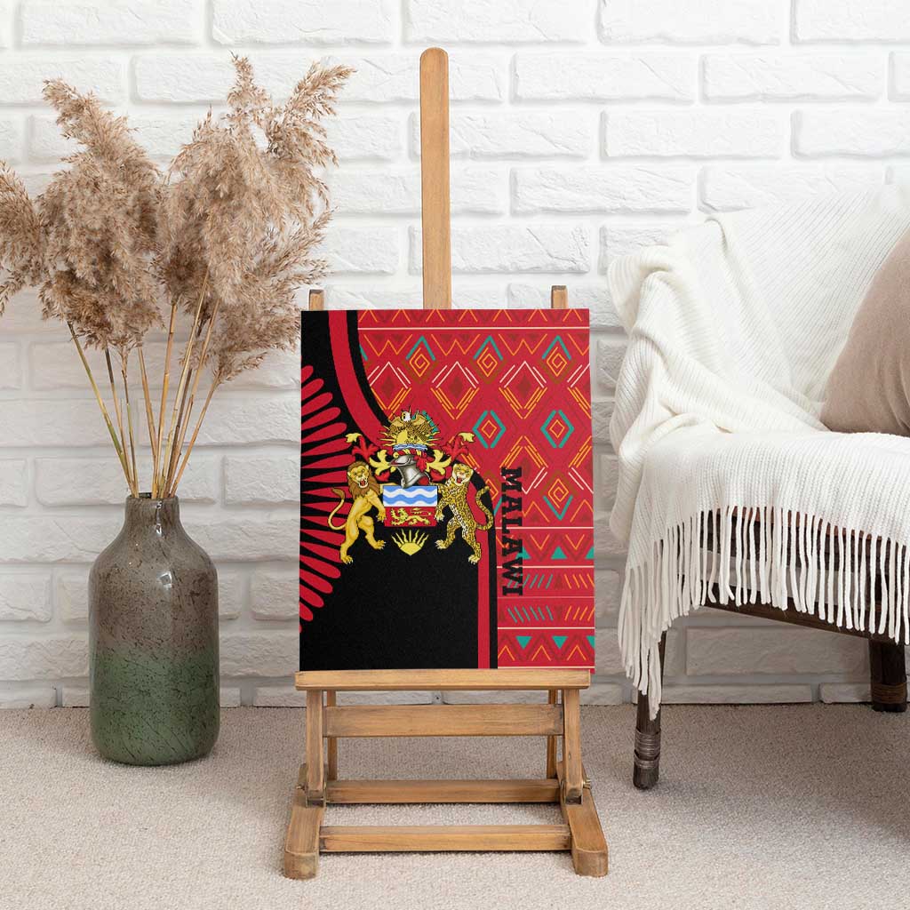 Malawi Patterns Canvas Wall Art Blended with Flag Colors & National Emblem - Cultural Fusion Design