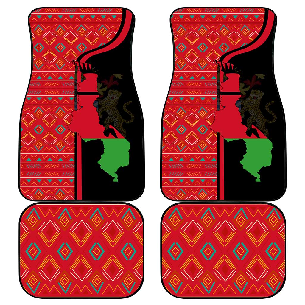 Malawi Patterns Car Mats Blended with Flag Colors & National Emblem - Cultural Fusion Design
