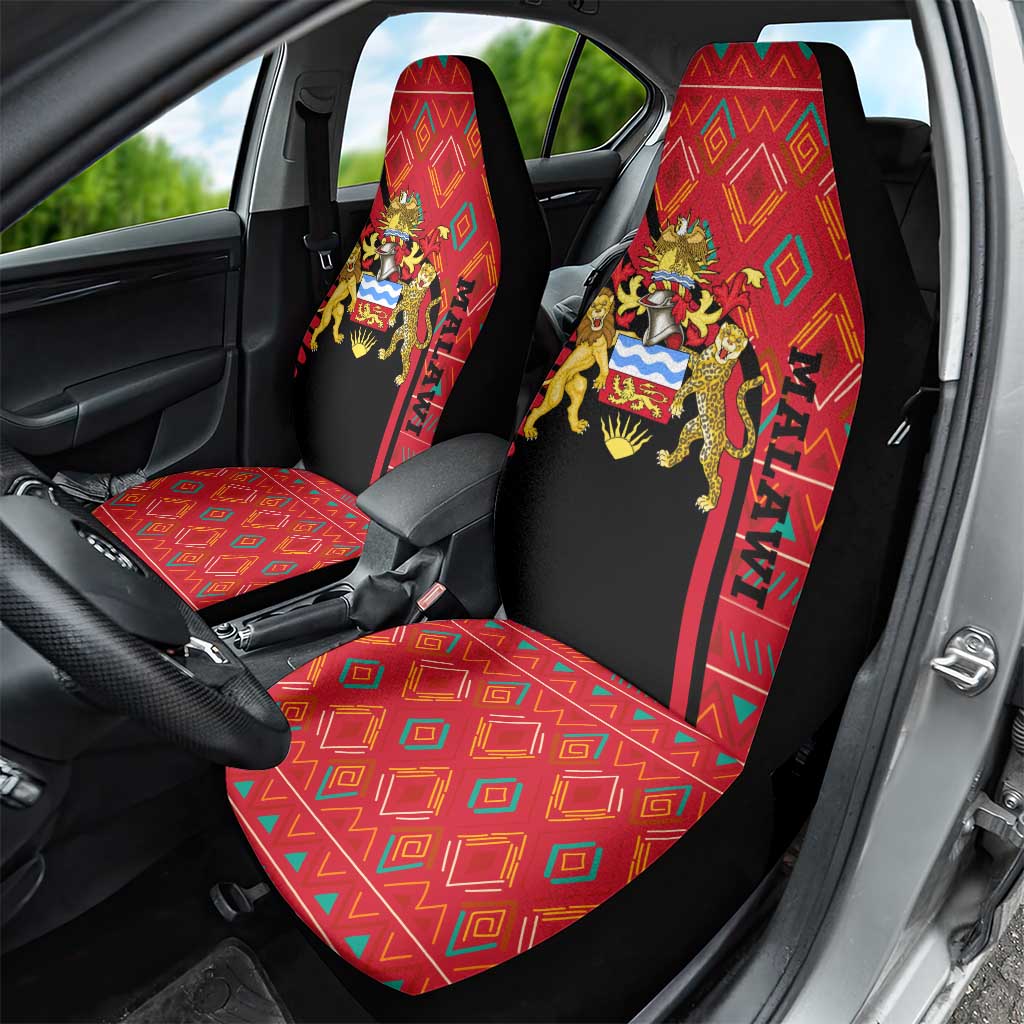 Malawi Patterns Car Seat Cover Blended with Flag Colors & National Emblem - Cultural Fusion Design