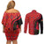 Malawi Patterns Couples Matching Off Shoulder Short Dress and Long Sleeve Button Shirt Blended with Flag Colors & National Emblem - Cultural Fusion Design