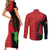 Malawi Patterns Couples Matching Short Sleeve Bodycon Dress and Long Sleeve Button Shirt Blended with Flag Colors & National Emblem - Cultural Fusion Design