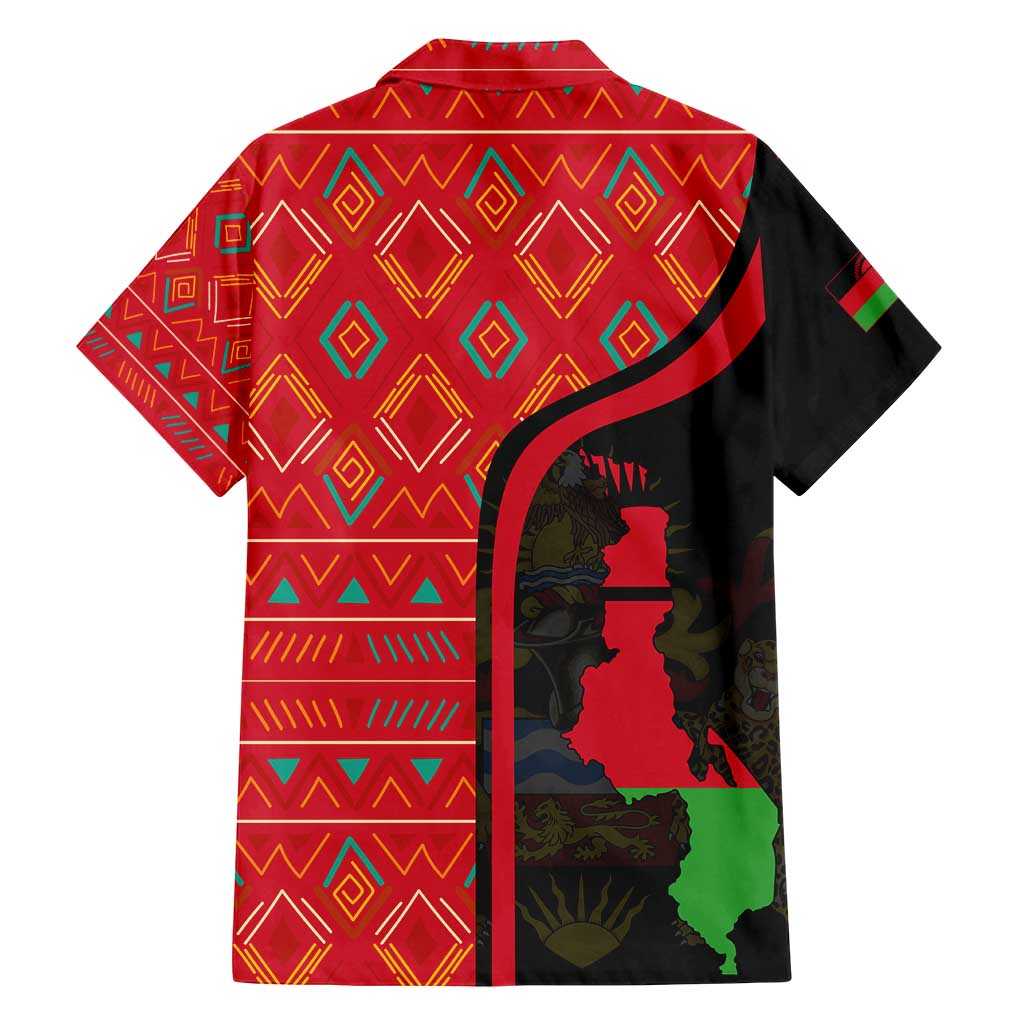 Malawi Patterns Family Matching Long Sleeve Bodycon Dress and Hawaiian Shirt Blended with Flag Colors & National Emblem - Cultural Fusion Design