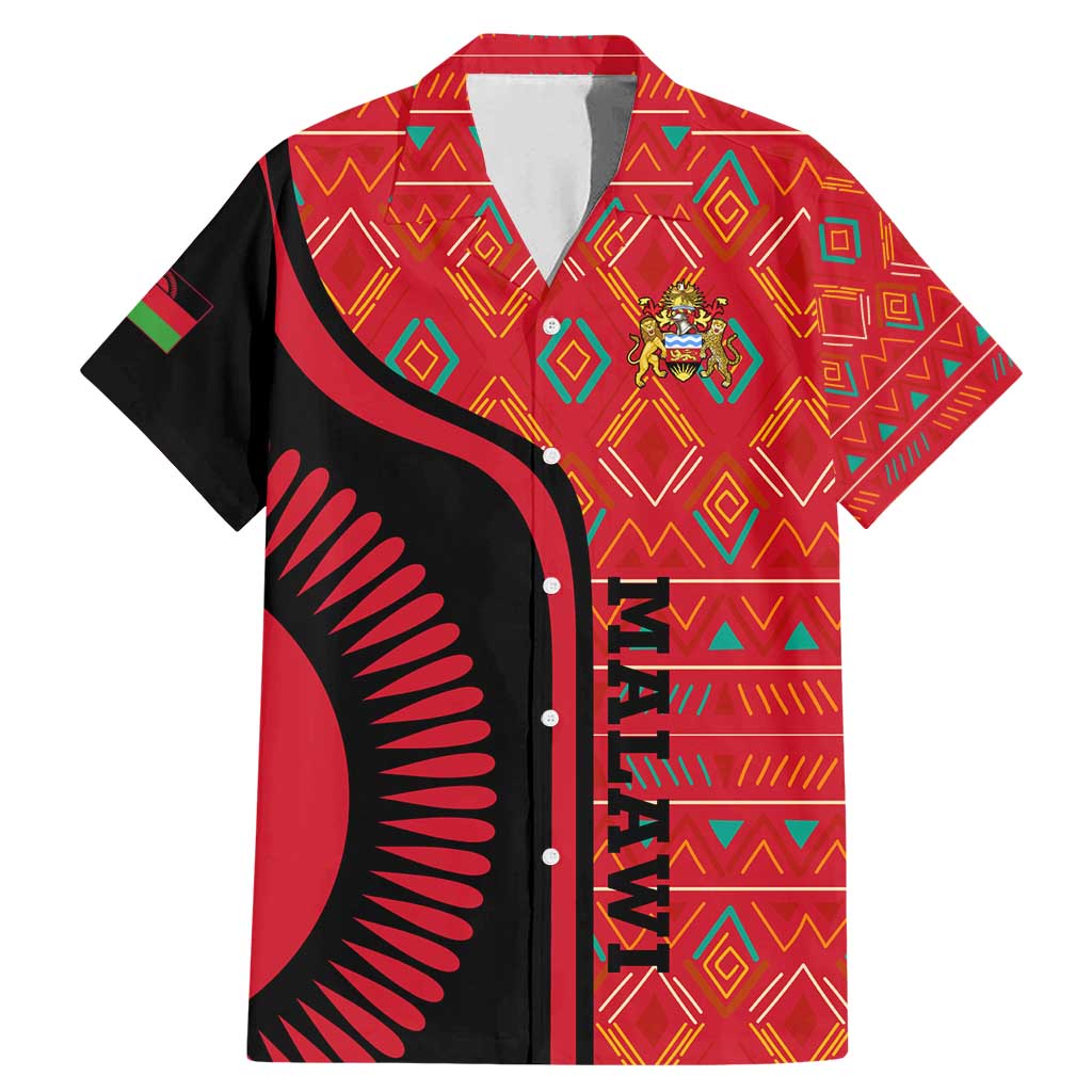 Malawi Patterns Family Matching Mermaid Dress and Hawaiian Shirt Blended with Flag Colors & National Emblem - Cultural Fusion Design
