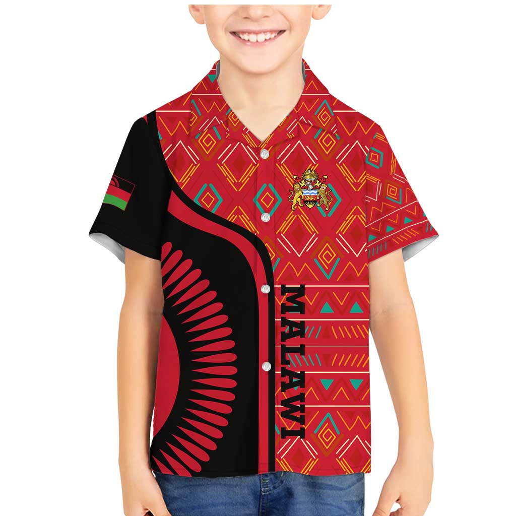 Malawi Patterns Family Matching Mermaid Dress and Hawaiian Shirt Blended with Flag Colors & National Emblem - Cultural Fusion Design