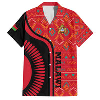 Malawi Patterns Family Matching Off The Shoulder Long Sleeve Dress and Hawaiian Shirt Blended with Flag Colors & National Emblem - Cultural Fusion Design