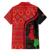 Malawi Patterns Family Matching Off The Shoulder Long Sleeve Dress and Hawaiian Shirt Blended with Flag Colors & National Emblem - Cultural Fusion Design