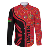 Malawi Patterns Family Matching Off The Shoulder Long Sleeve Dress and Hawaiian Shirt Blended with Flag Colors & National Emblem - Cultural Fusion Design