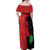 Malawi Patterns Family Matching Off Shoulder Maxi Dress and Hawaiian Shirt Blended with Flag Colors & National Emblem - Cultural Fusion Design