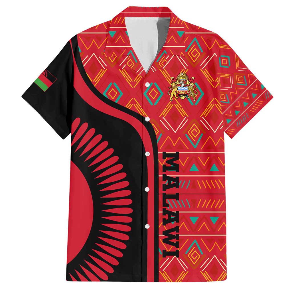 Malawi Patterns Family Matching Summer Maxi Dress and Hawaiian Shirt Blended with Flag Colors & National Emblem - Cultural Fusion Design