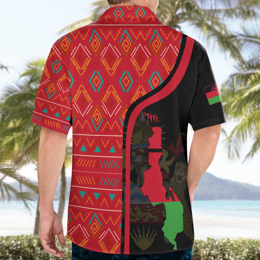 Malawi Patterns Hawaiian Shirt Blended with Flag Colors & National Emblem - Cultural Fusion Design