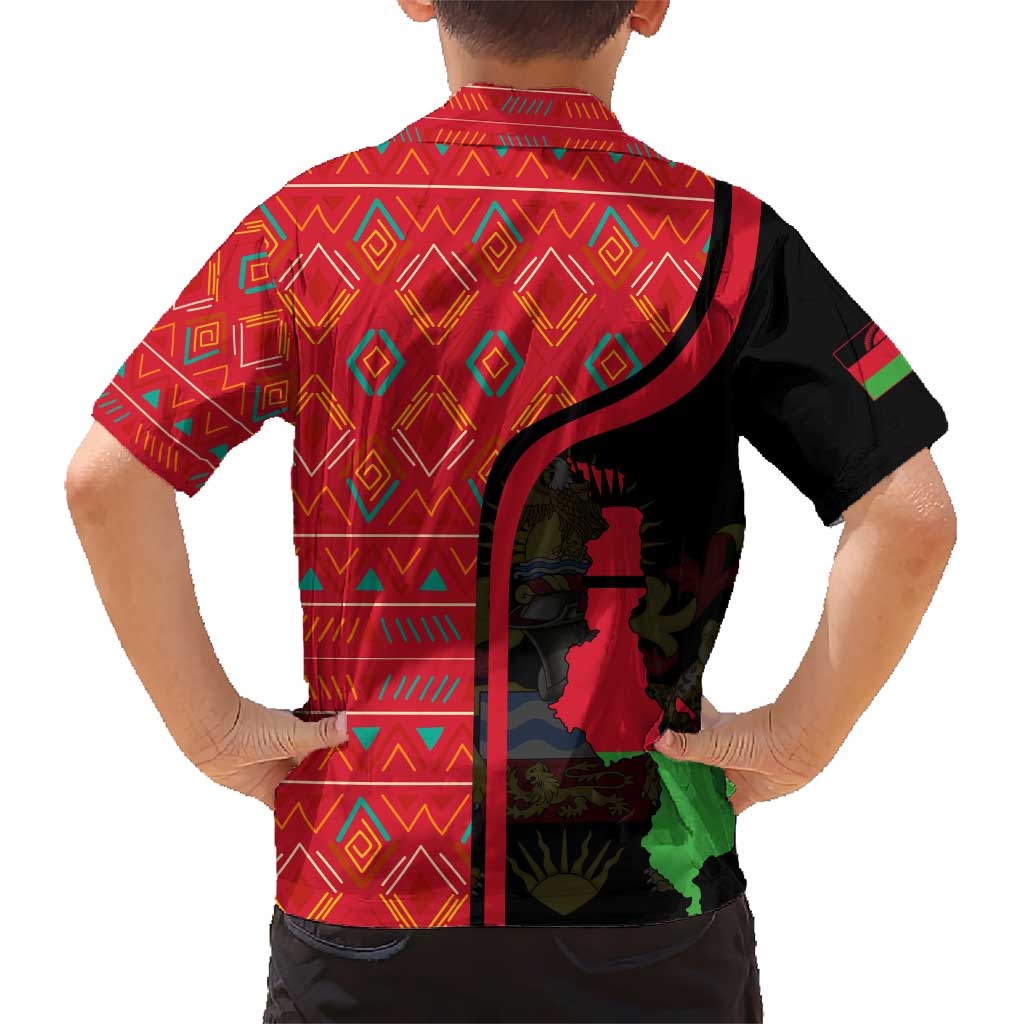 Malawi Patterns Hawaiian Shirt Blended with Flag Colors & National Emblem - Cultural Fusion Design