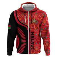 Malawi Patterns Hoodie Blended with Flag Colors & National Emblem - Cultural Fusion Design