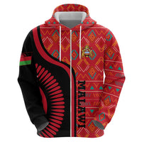 Malawi Patterns Hoodie Blended with Flag Colors & National Emblem - Cultural Fusion Design