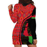 Malawi Patterns Hoodie Dress Blended with Flag Colors & National Emblem - Cultural Fusion Design