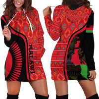 Malawi Patterns Hoodie Dress Blended with Flag Colors & National Emblem - Cultural Fusion Design