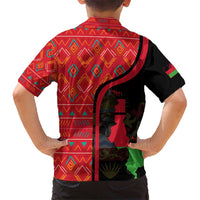 Malawi Patterns Kid Hawaiian Shirt Blended with Flag Colors & National Emblem - Cultural Fusion Design