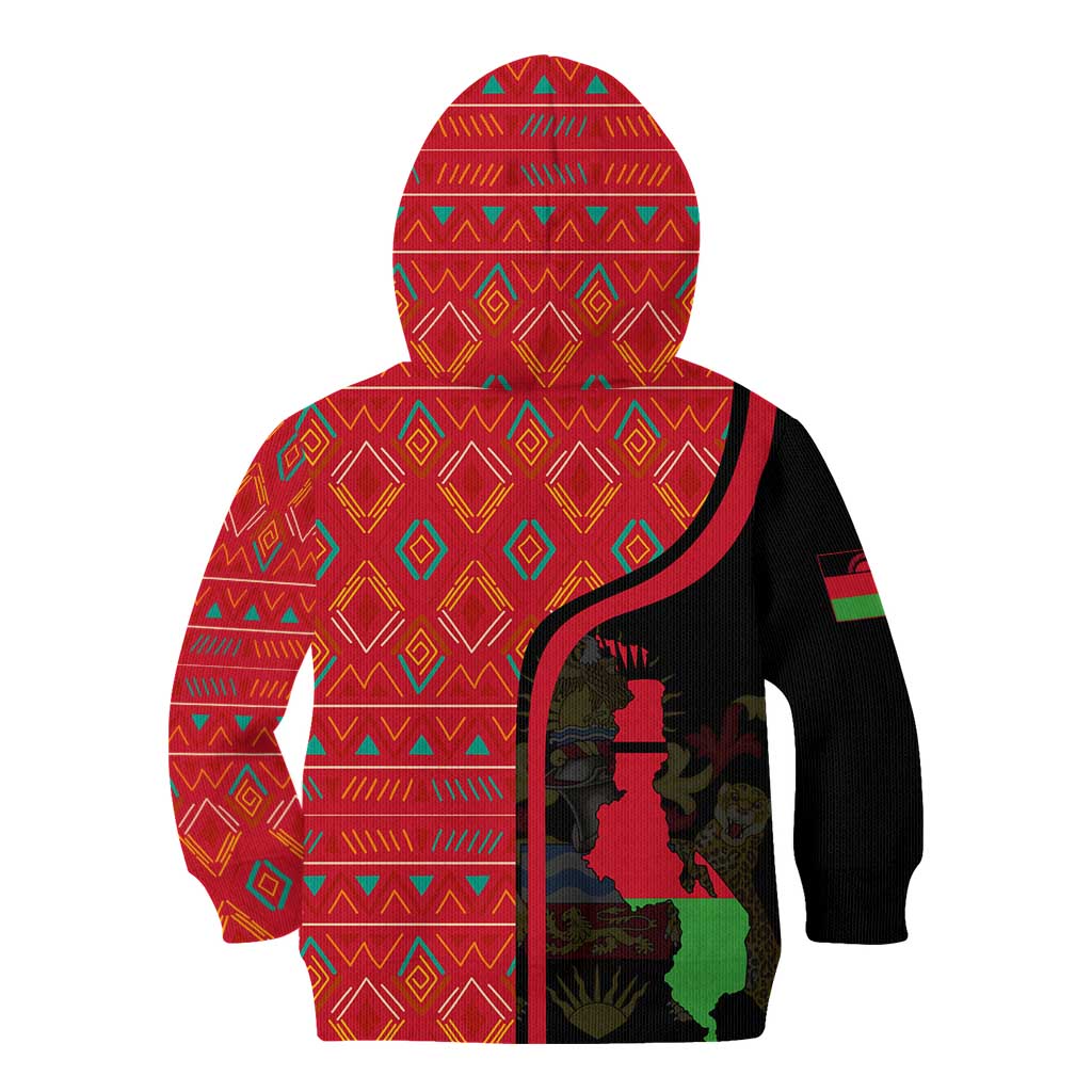 Malawi Patterns Kid Hoodie Blended with Flag Colors & National Emblem - Cultural Fusion Design