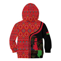 Malawi Patterns Kid Hoodie Blended with Flag Colors & National Emblem - Cultural Fusion Design