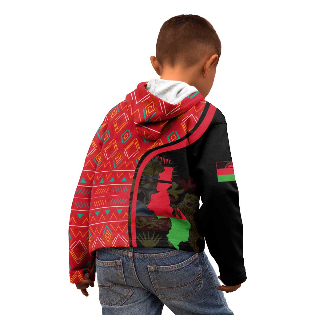 Malawi Patterns Kid Hoodie Blended with Flag Colors & National Emblem - Cultural Fusion Design